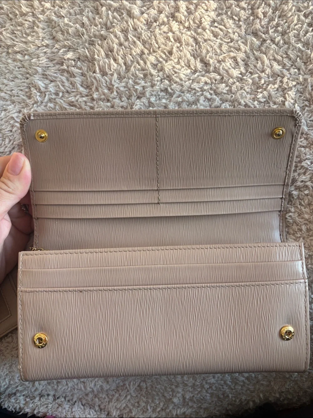 Prada Powder Pink Continental Leather Wallet